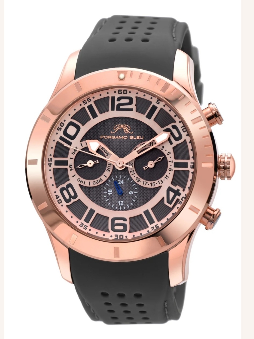 Porsamo Bleu Rose Gold Case Black Sport Watch 47mm - No Original Box